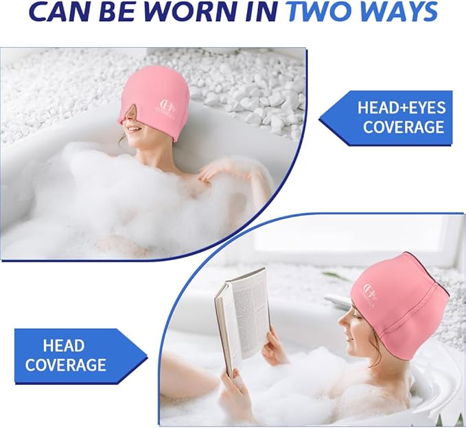 TheraICE Migraine Relief Cap, Soothing Headache Hat Ice Pack Mask