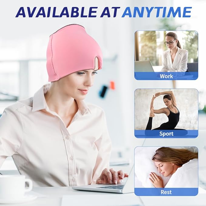 TheraICE Migraine Relief Cap, Soothing Headache Hat Ice Pack Mask