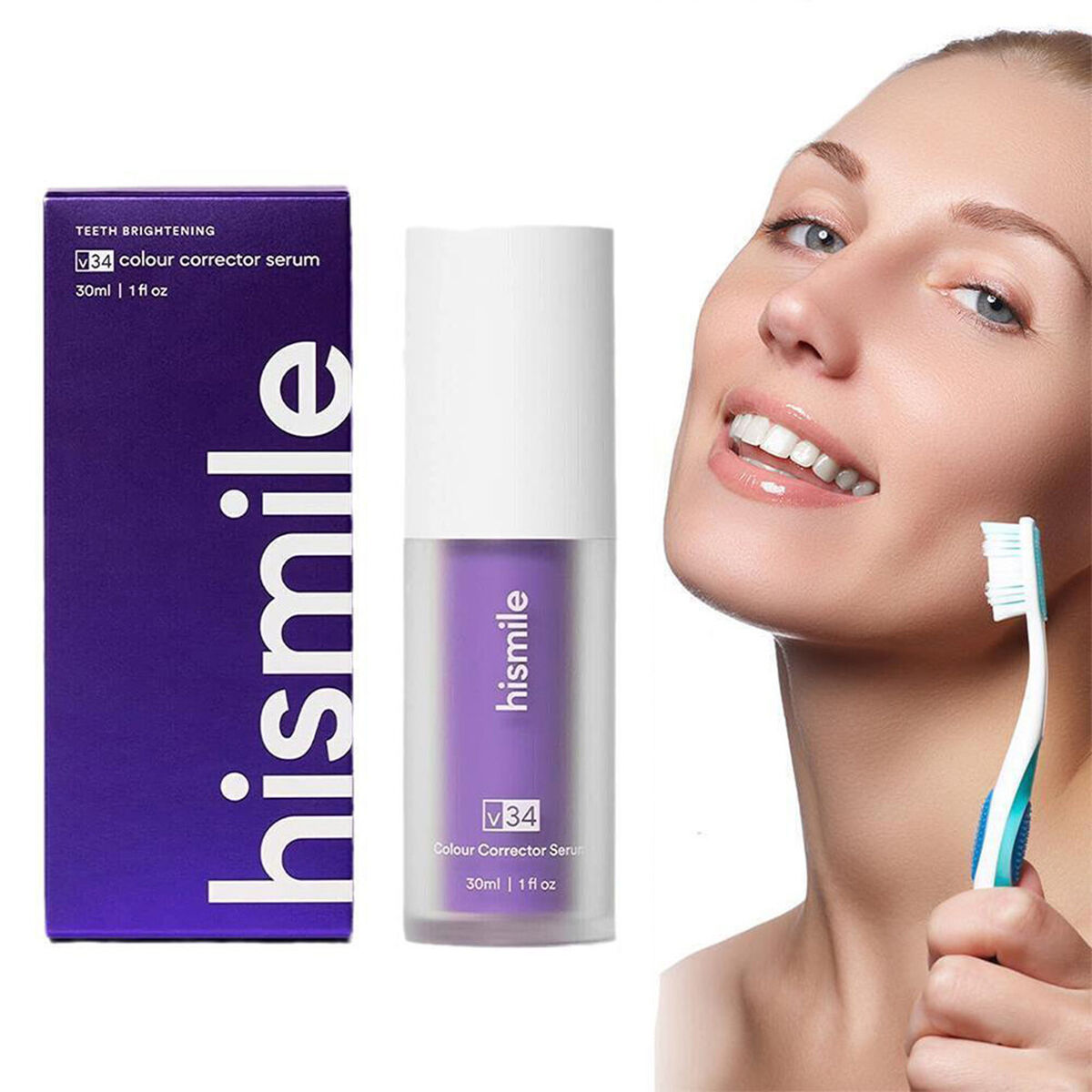 Hismile v34 Colour Corrector, Tooth Stain Concealer, Teeth Whitening Booster